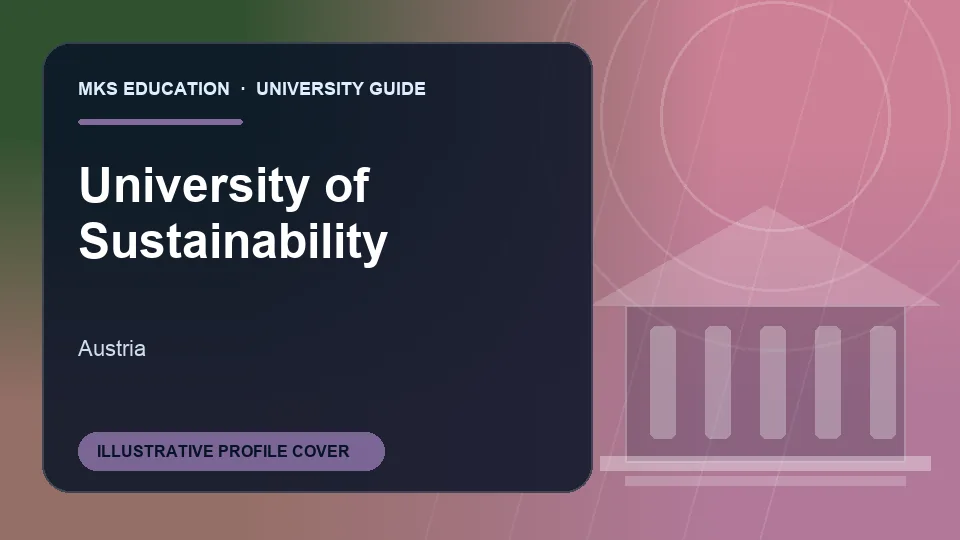 Illustrative MKS Education profile cover for University of Sustainability in Austria