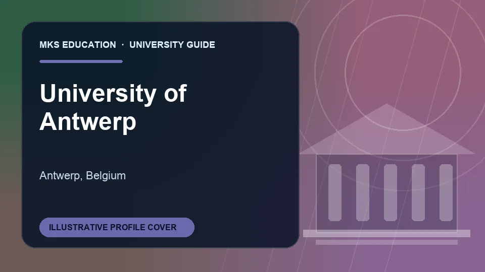 Illustrative MKS Education profile cover for University of Antwerp in Belgium