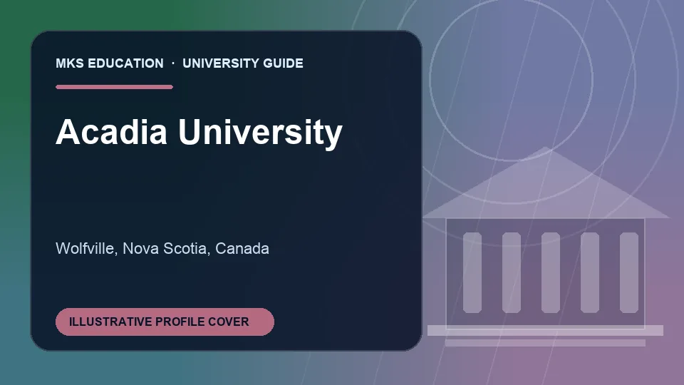 Illustrative MKS Education profile cover for Acadia University in Canada