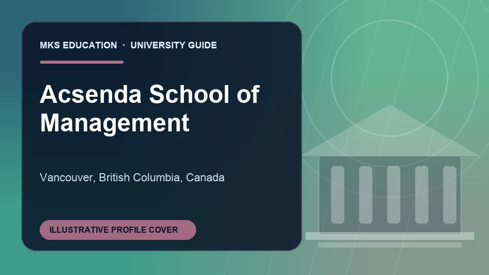 Illustrative MKS Education profile cover for Acsenda School of Management in Canada