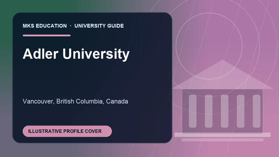 Illustrative MKS Education profile cover for Adler University in Canada