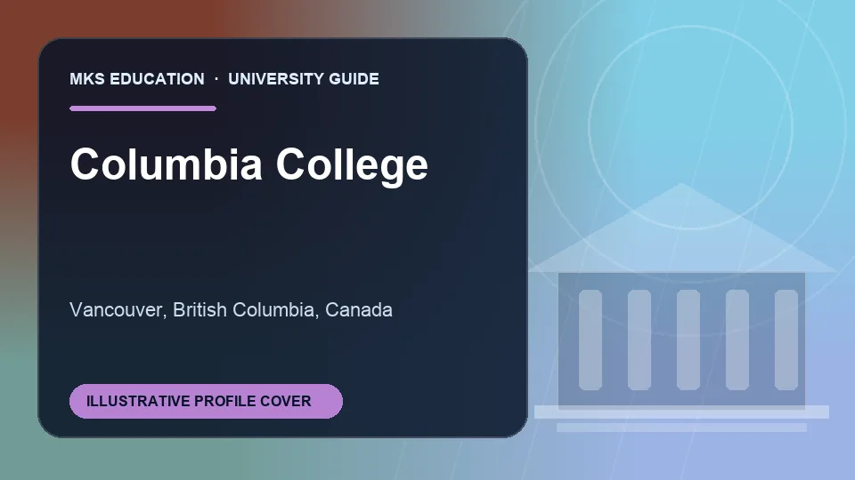 Illustrative MKS Education profile cover for Columbia College in Canada