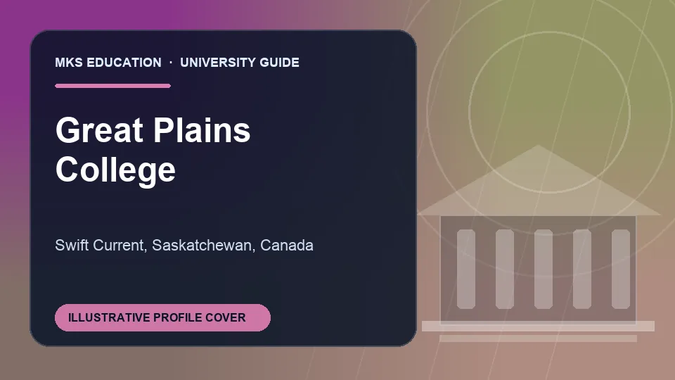 Illustrative MKS Education profile cover for Great Plains College in Canada