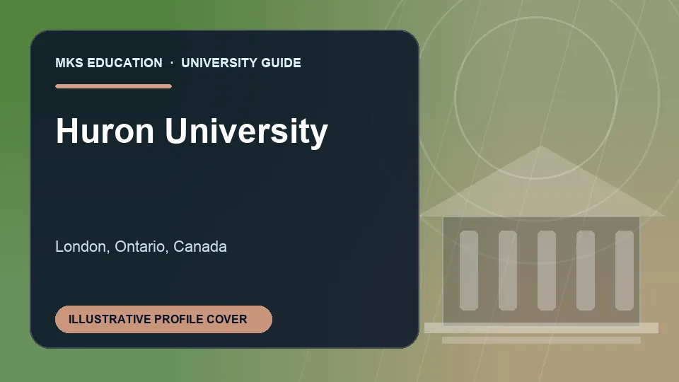 Illustrative MKS Education profile cover for Huron University in Canada