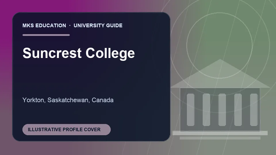 Illustrative MKS Education profile cover for Suncrest College in Canada