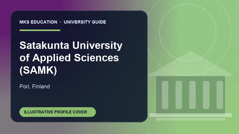 Illustrative MKS Education profile cover for Satakunta University of Applied Sciences (SAMK) in Finland