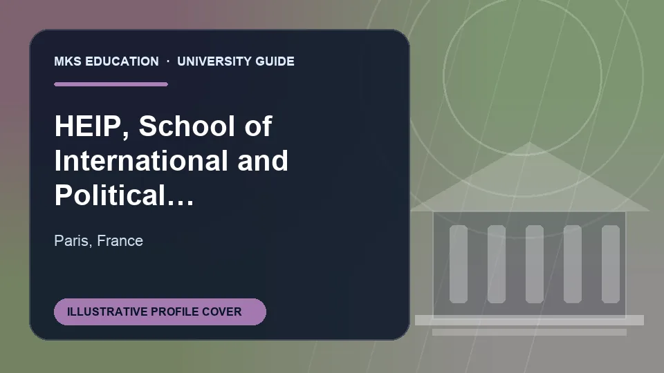 Illustrative MKS Education profile cover for HEIP, School of International and Political Studies in France