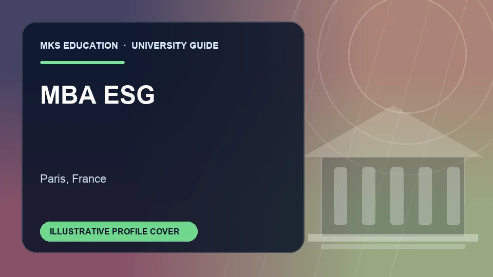 Illustrative MKS Education profile cover for MBA ESG in France