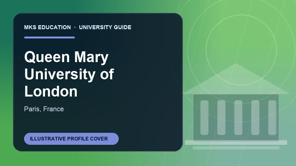 Illustrative MKS Education profile cover for Queen Mary University of London in France