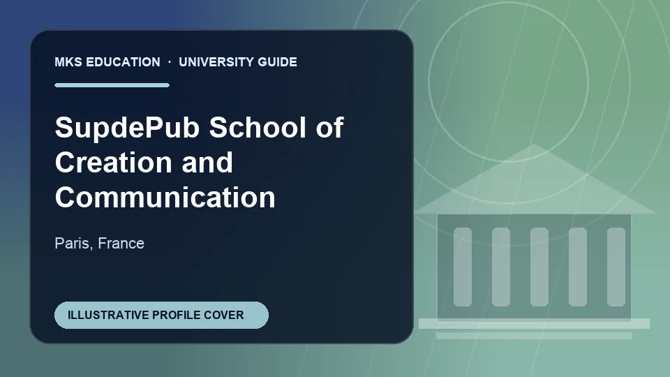 Illustrative MKS Education profile cover for SupdePub School of Creation and Communication in France