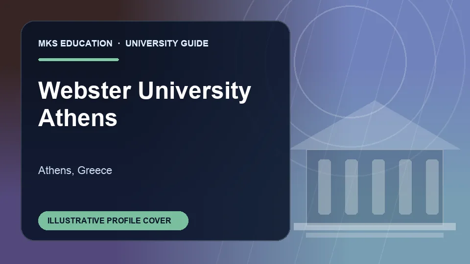 Illustrative MKS Education profile cover for Webster University Athens in Greece
