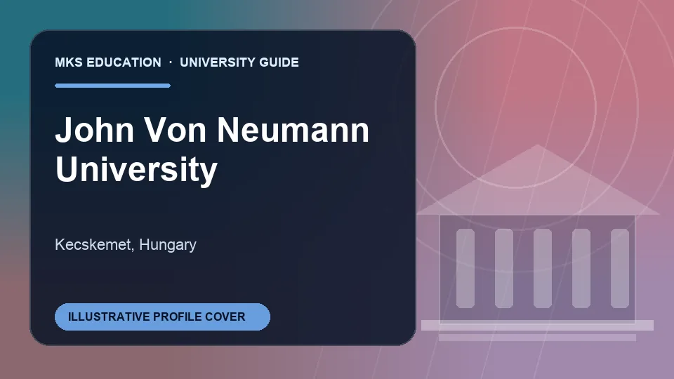 Illustrative MKS Education profile cover for John von Neumann University in Hungary