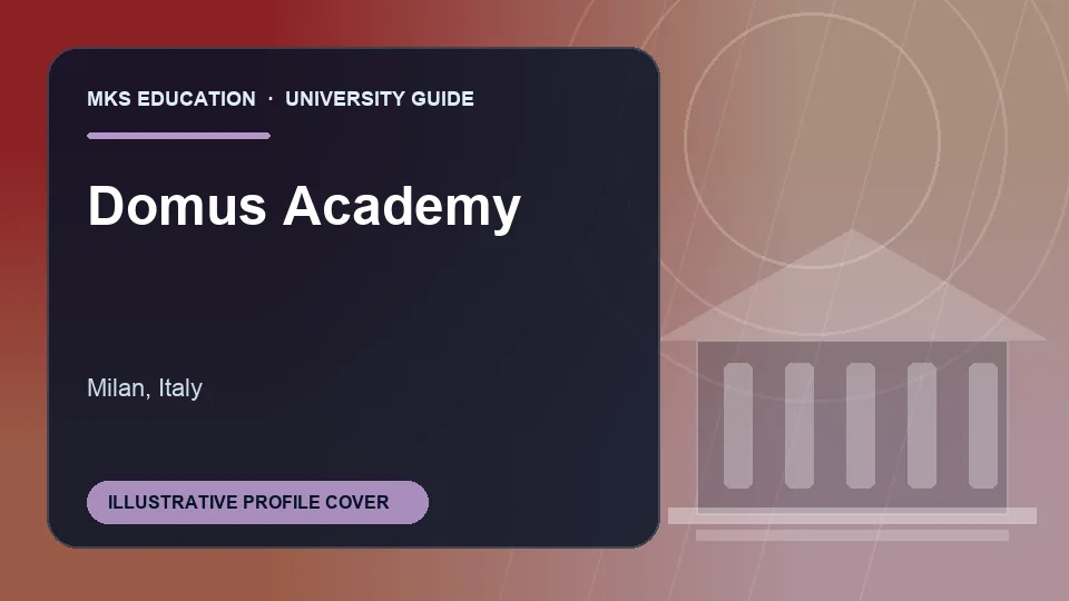 Illustrative MKS Education profile cover for Domus Academy in Italy