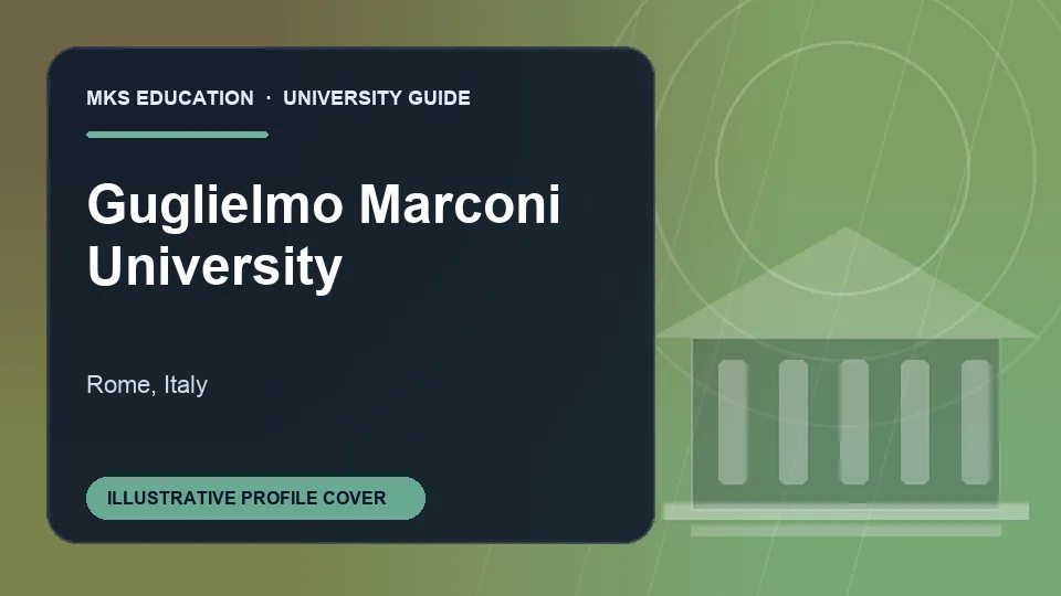 Illustrative MKS Education profile cover for Guglielmo Marconi University in Italy