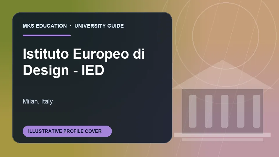 Illustrative MKS Education profile cover for Istituto Europeo di Design - IED in Italy