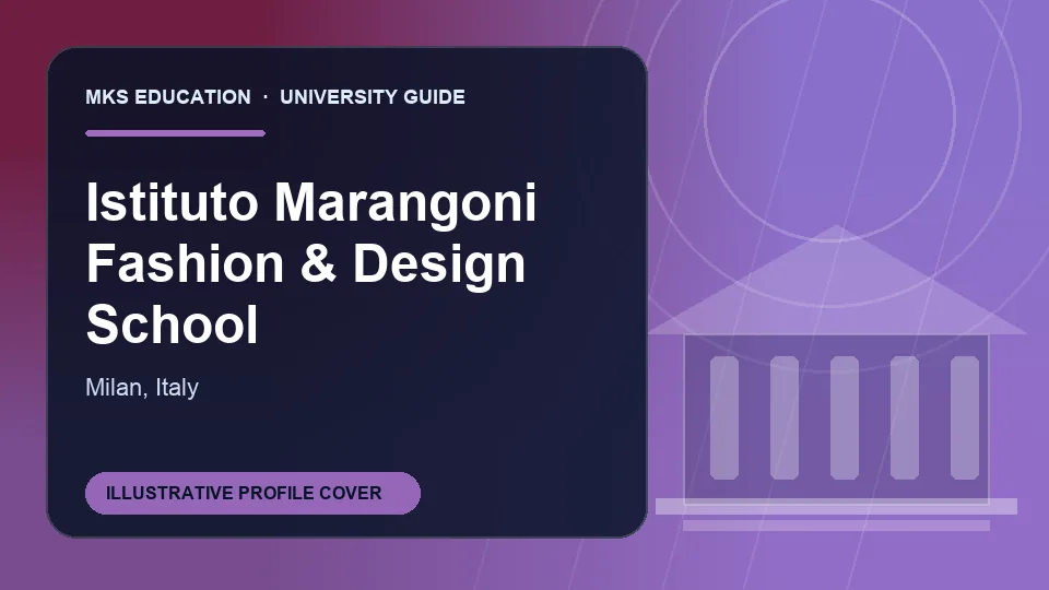Illustrative MKS Education profile cover for Istituto Marangoni Fashion & Design School in Italy