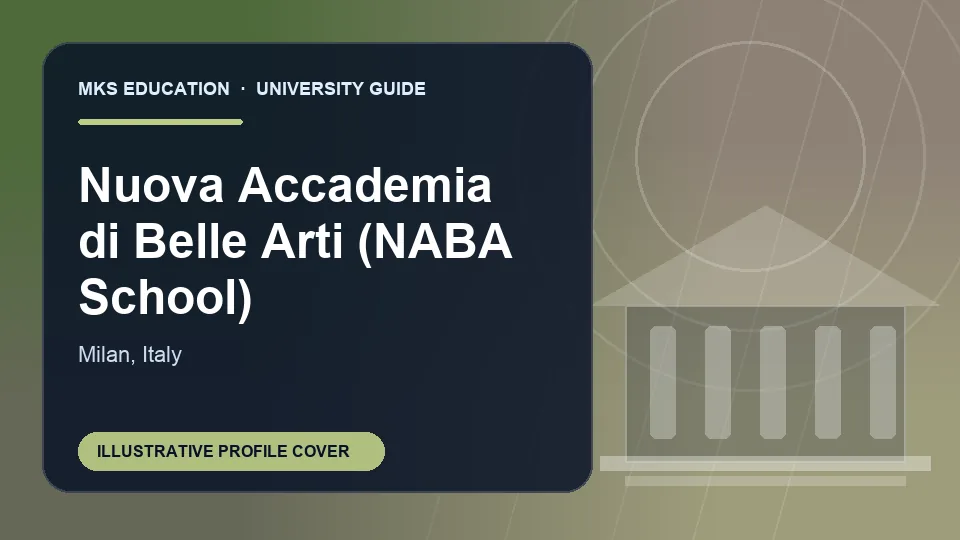 Illustrative MKS Education profile cover for Nuova Accademia di Belle Arti (NABA School) in Italy