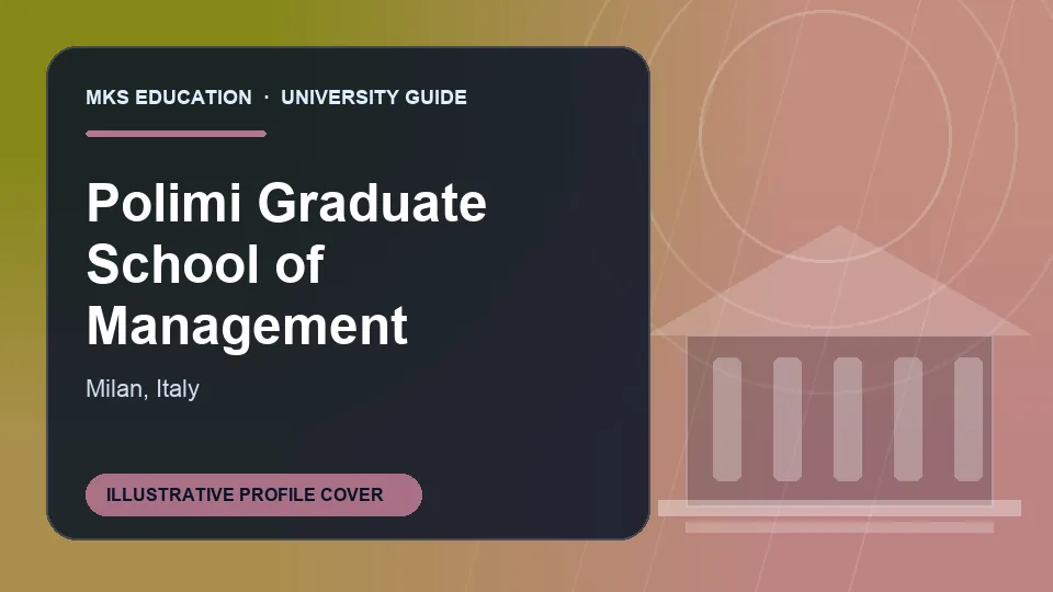 Illustrative MKS Education profile cover for Polimi Graduate School of Management in Italy