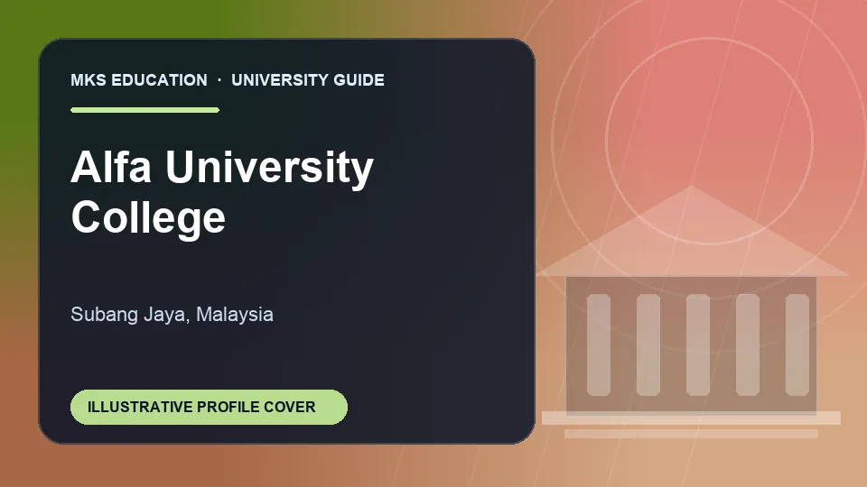 Illustrative MKS Education profile cover for Alfa University College in Malaysia
