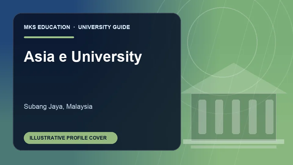 Illustrative MKS Education profile cover for Asia e University in Malaysia