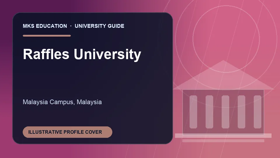Illustrative MKS Education profile cover for Raffles University in Malaysia