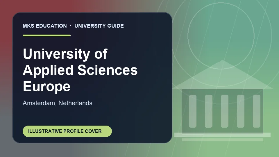 Illustrative MKS Education profile cover for University of Applied Sciences Europe Amsterdam (UE Amsterdam) in Netherlands