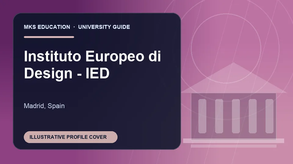 Illustrative MKS Education profile cover for Instituto Europeo di Design - IED in Spain