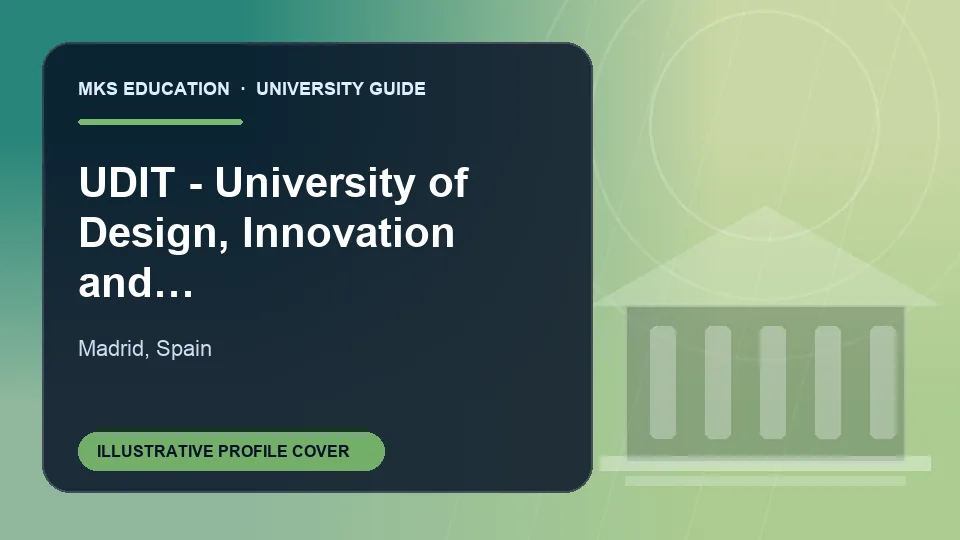 Illustrative MKS Education profile cover for UDIT - University of Design, Innovation and Technology in Spain