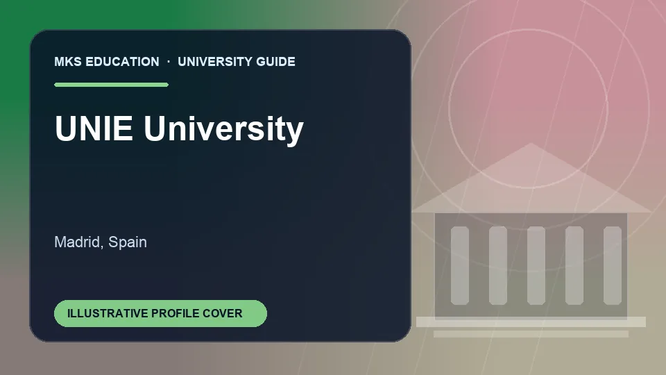Illustrative MKS Education profile cover for UNIE University in Spain