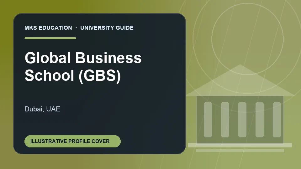 Illustrative MKS Education profile cover for Global Business School (GBS) in UAE