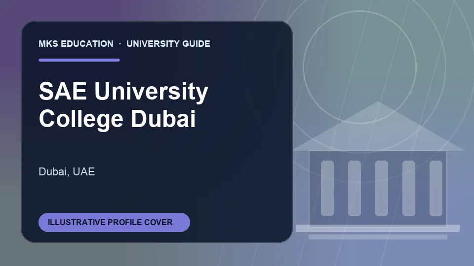 Illustrative MKS Education profile cover for SAE University College Dubai in UAE