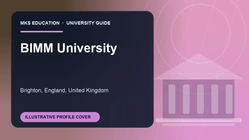 Illustrative MKS Education profile cover for BIMM University in United Kingdom