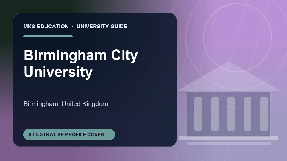 Illustrative MKS Education profile cover for Birmingham City University in United Kingdom