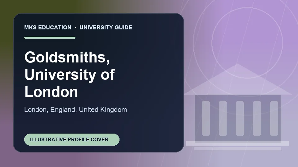 Illustrative MKS Education profile cover for Goldsmiths, University of London in United Kingdom
