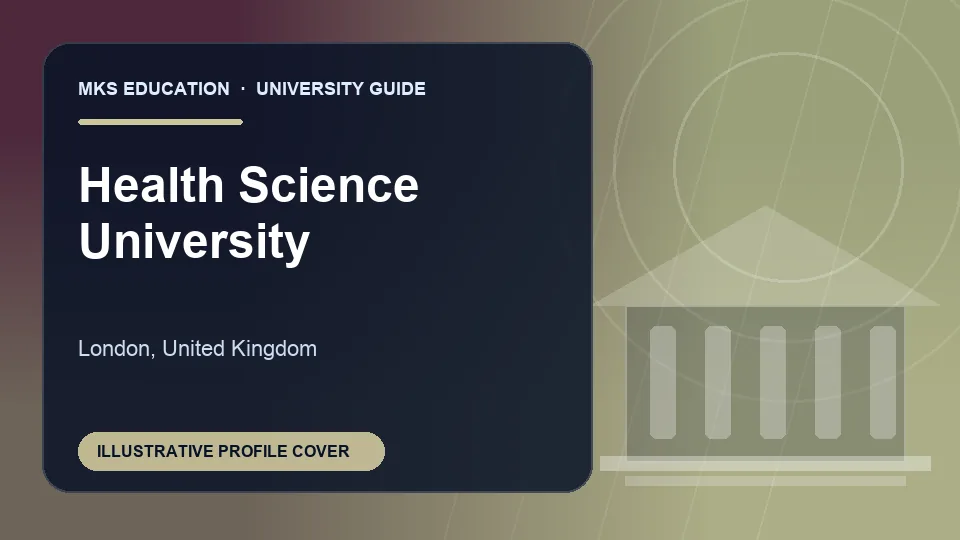 Illustrative MKS Education profile cover for Health Sciences University in the United Kingdom