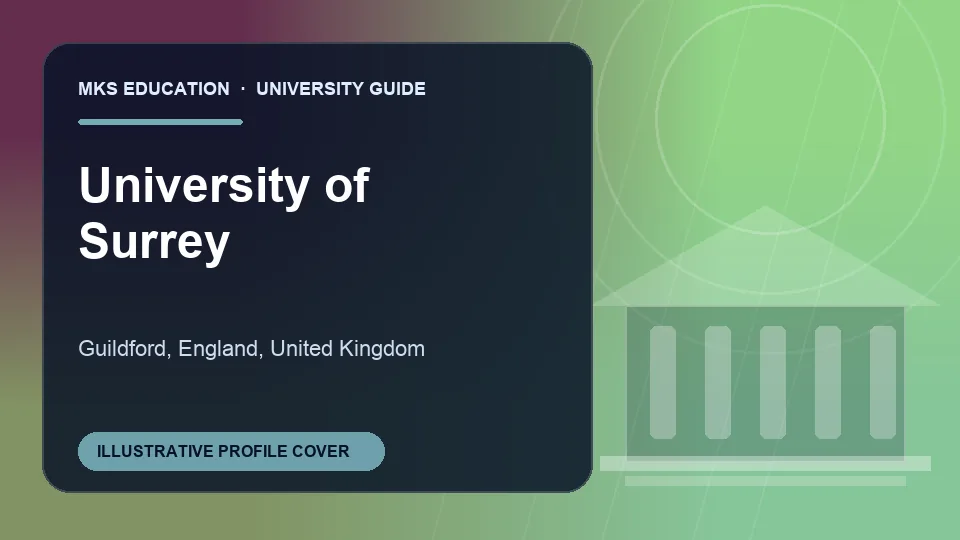 Illustrative MKS Education profile cover for University of Surrey in United Kingdom