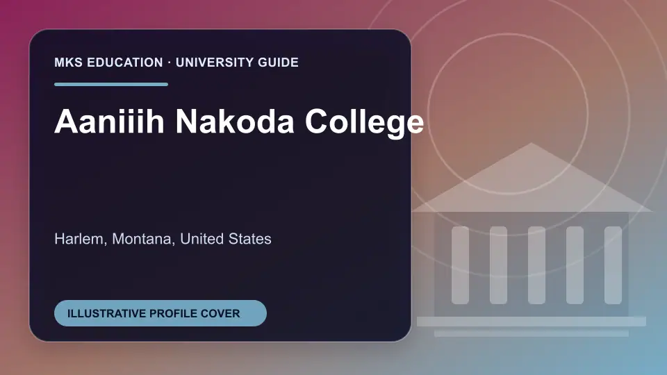 Illustrative MKS Education profile cover for Aaniiih Nakoda College in the USA