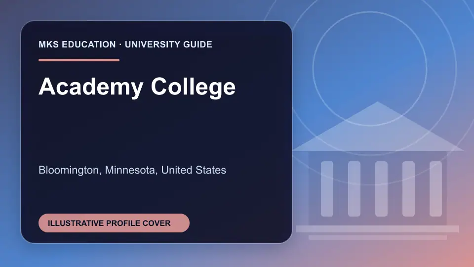 Illustrative MKS Education profile cover for Academy College in the USA