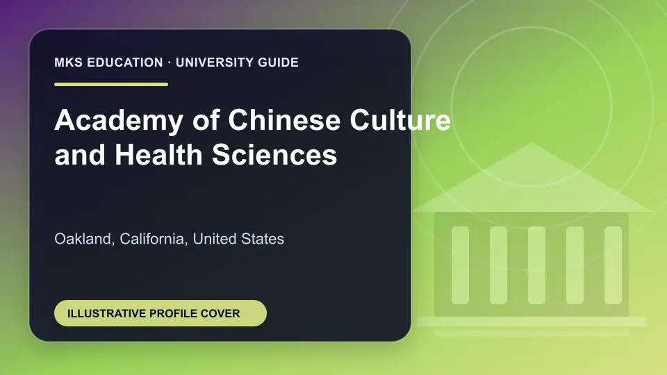 Illustrative MKS Education profile cover for Academy of Chinese Culture and Health Sciences in the USA