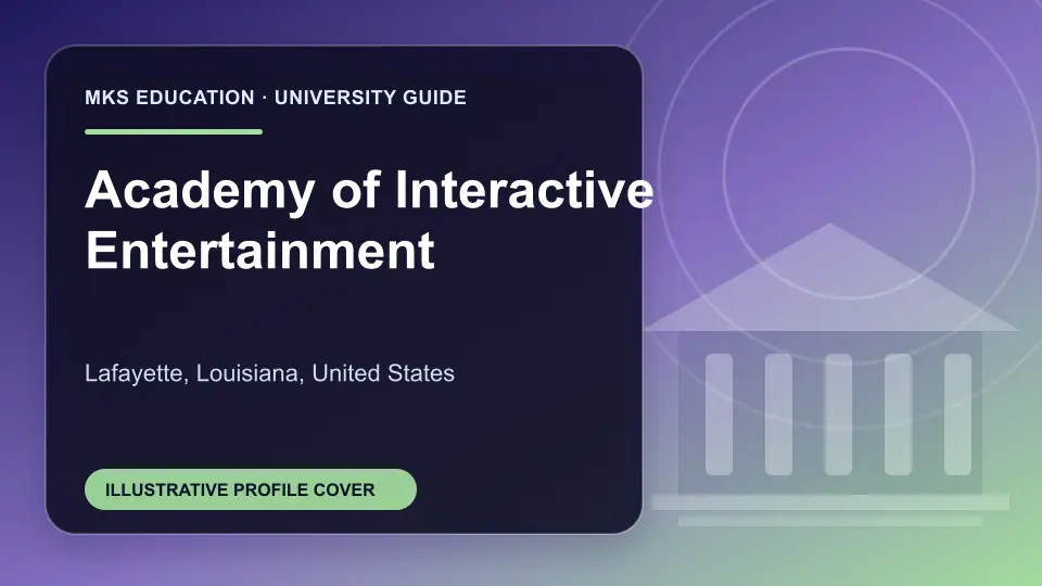 Illustrative MKS Education profile cover for Academy of Interactive Entertainment in the USA