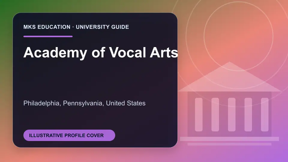 Illustrative MKS Education profile cover for Academy of Vocal Arts in the USA