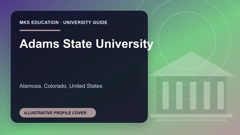 Illustrative MKS Education profile cover for Adams State University in the USA