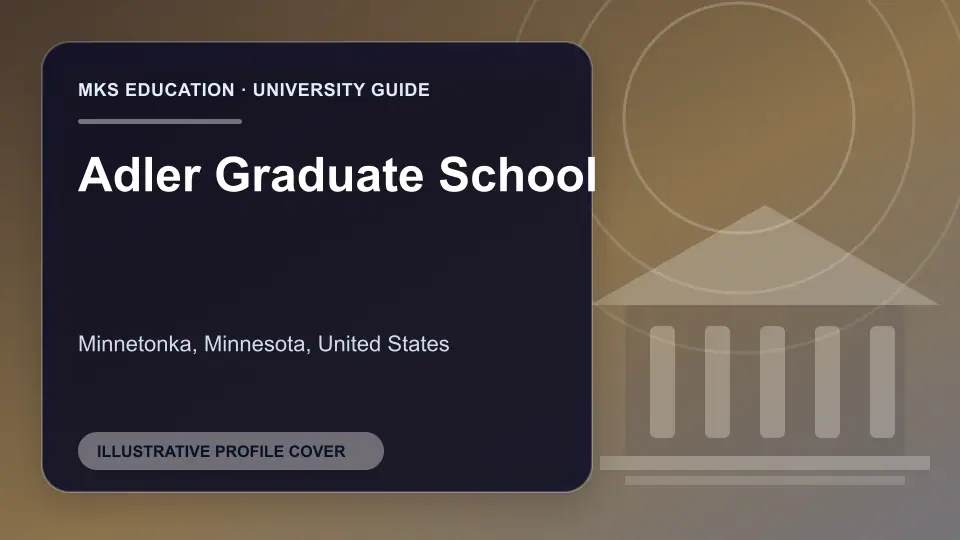 Illustrative MKS Education profile cover for Adler Graduate School in the USA
