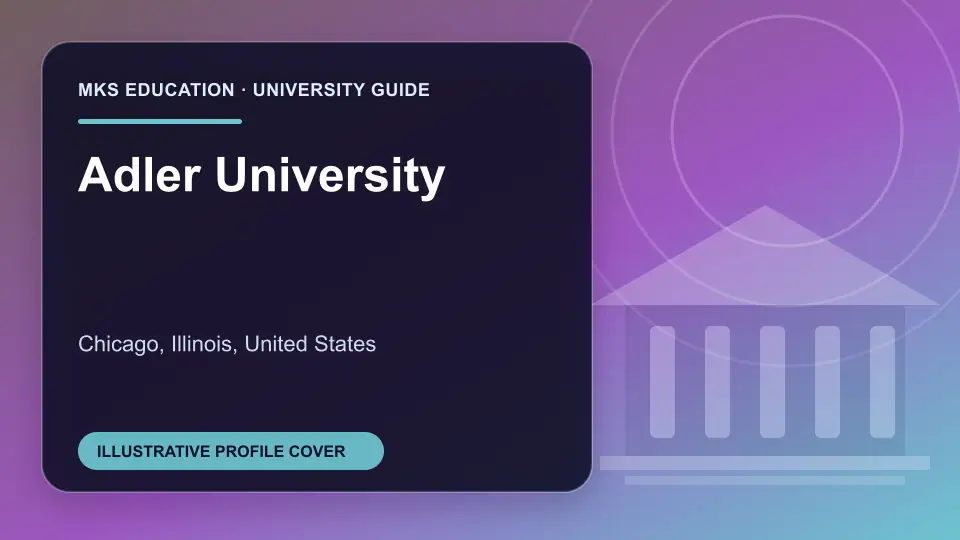 Illustrative MKS Education profile cover for Adler University in the USA