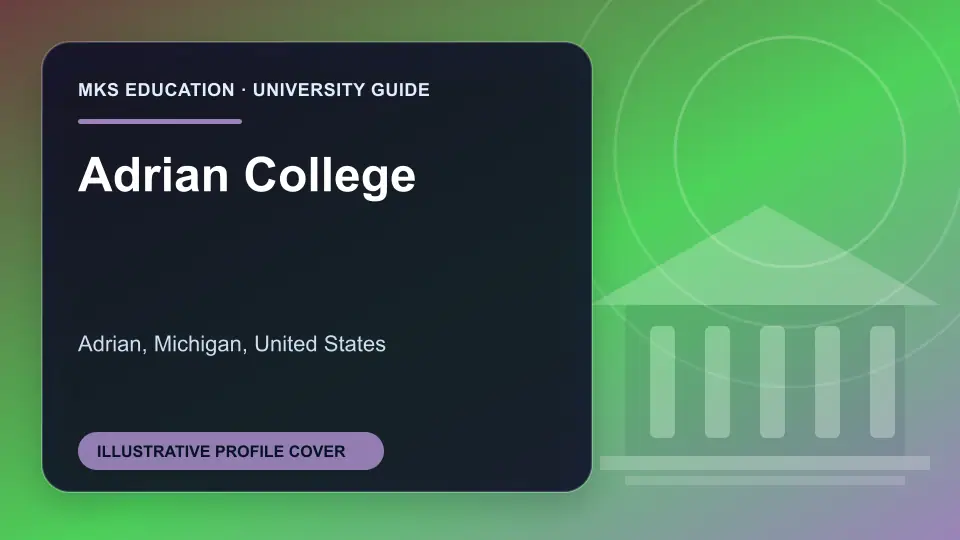 Illustrative MKS Education profile cover for Adrian College in the USA