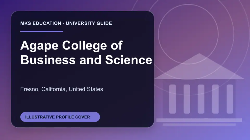 Illustrative MKS Education profile cover for Agape College of Business and Science in the USA
