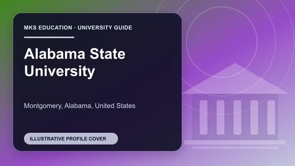 Illustrative MKS Education profile cover for Alabama State University in the USA