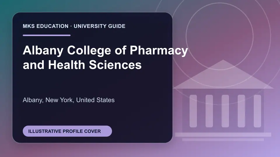 Illustrative MKS Education profile cover for Albany College of Pharmacy and Health Sciences in the USA