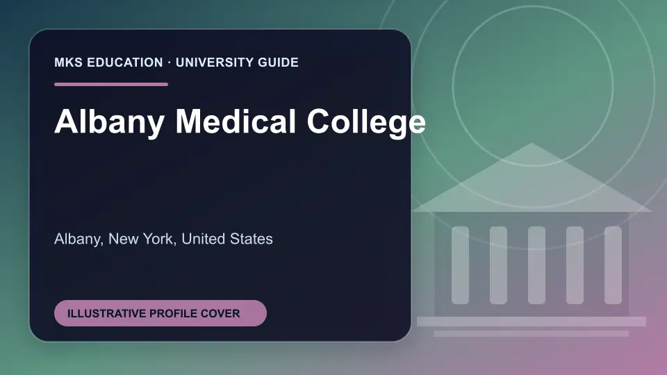 Illustrative MKS Education profile cover for Albany Medical College in the USA