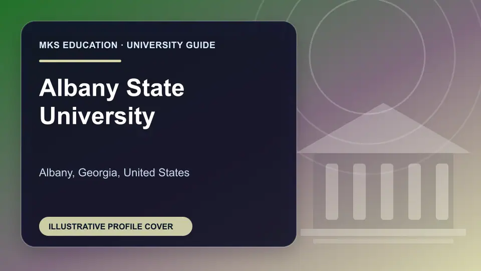 Illustrative MKS Education profile cover for Albany State University in the USA